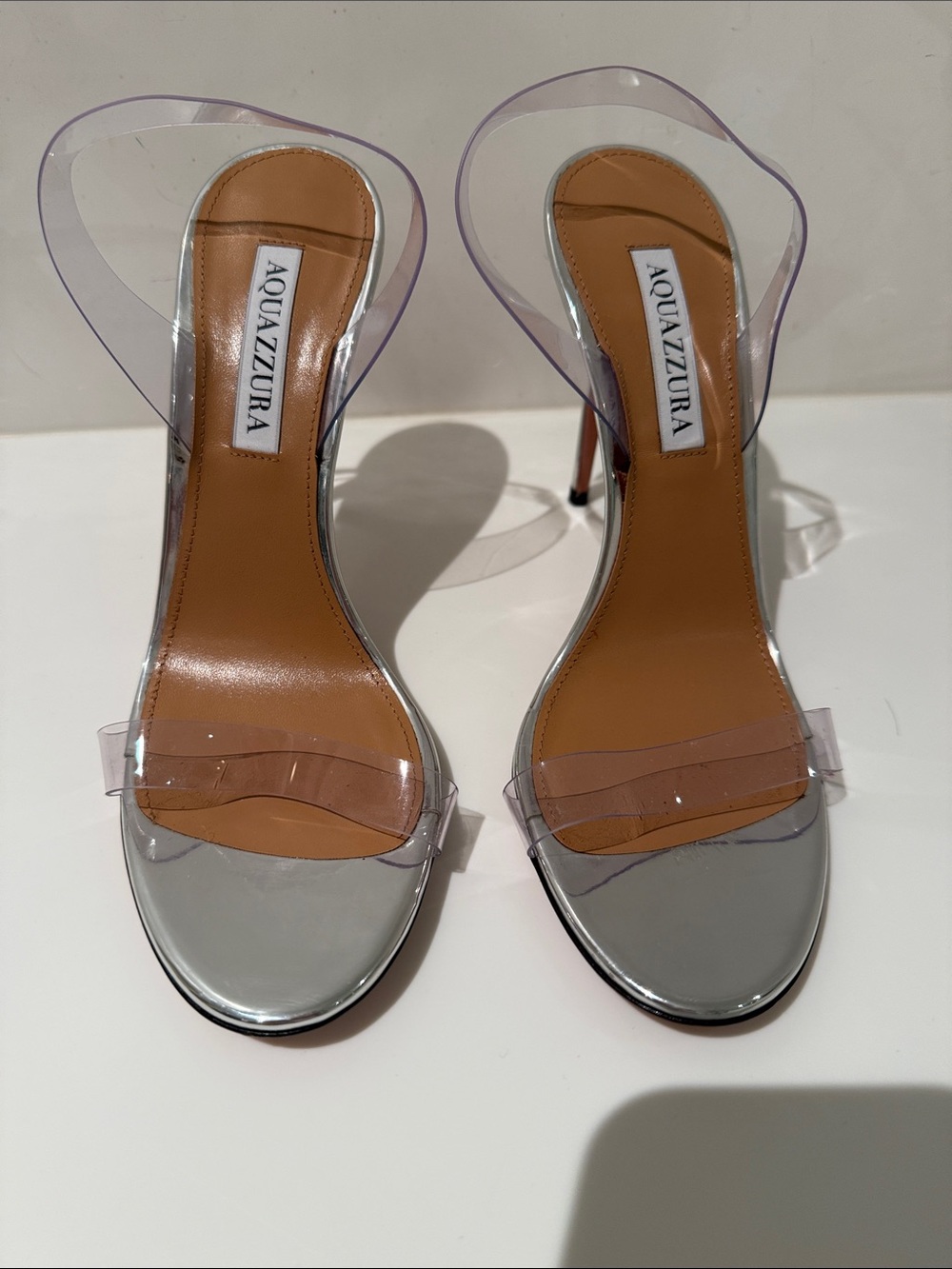 Aquazzura Clear PVC and Silver Stiletto Sandals